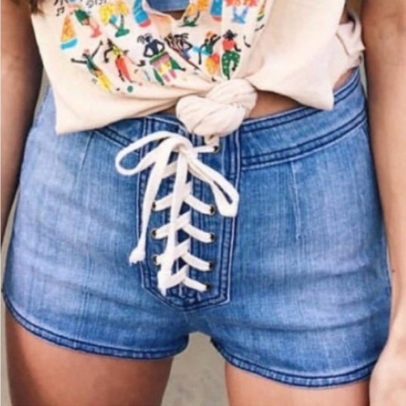 Carmar Lace Up Denim Shorts